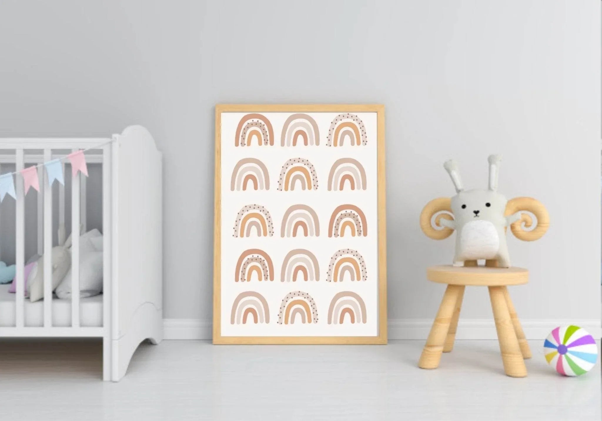 Neutral Nursery Collection Prints | Vol.1 | Personalized Polka Dot Print Initial And Name | - Larosier Prints