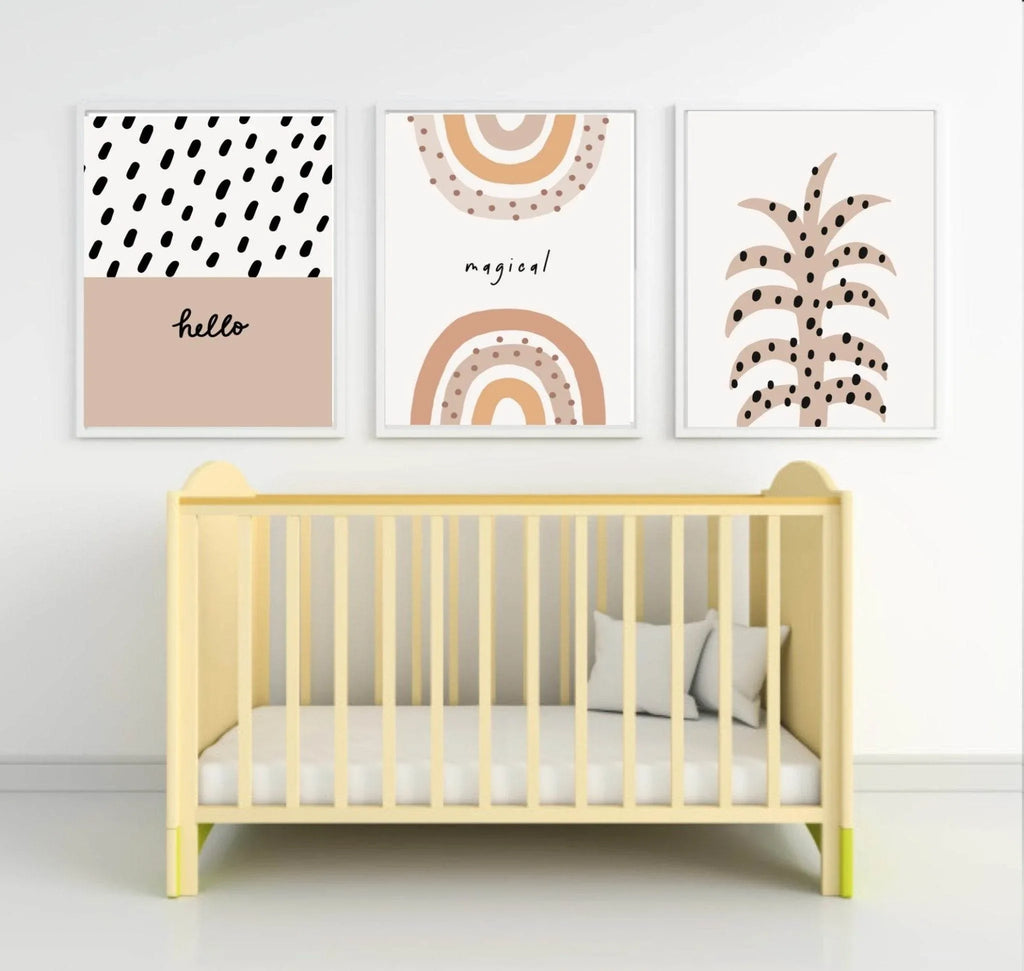Neutral Nursery Collection Prints | Vol.1 | Personalized Polka Dot Print Initial And Name | - Larosier Prints