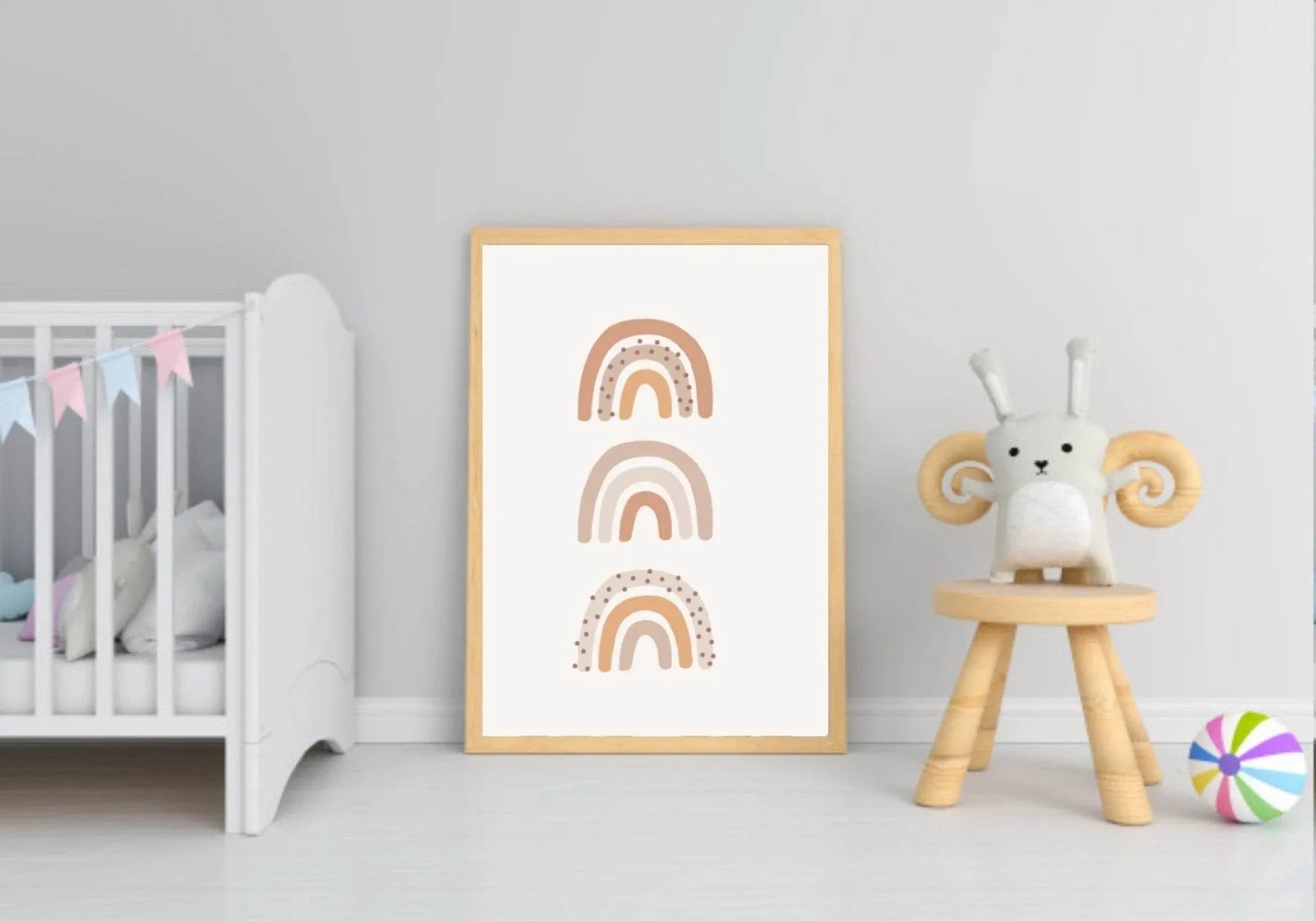 Neutral Nursery Collection Prints | Vol.1 | Personalized Polka Dot Print Initial And Name | - Larosier Prints