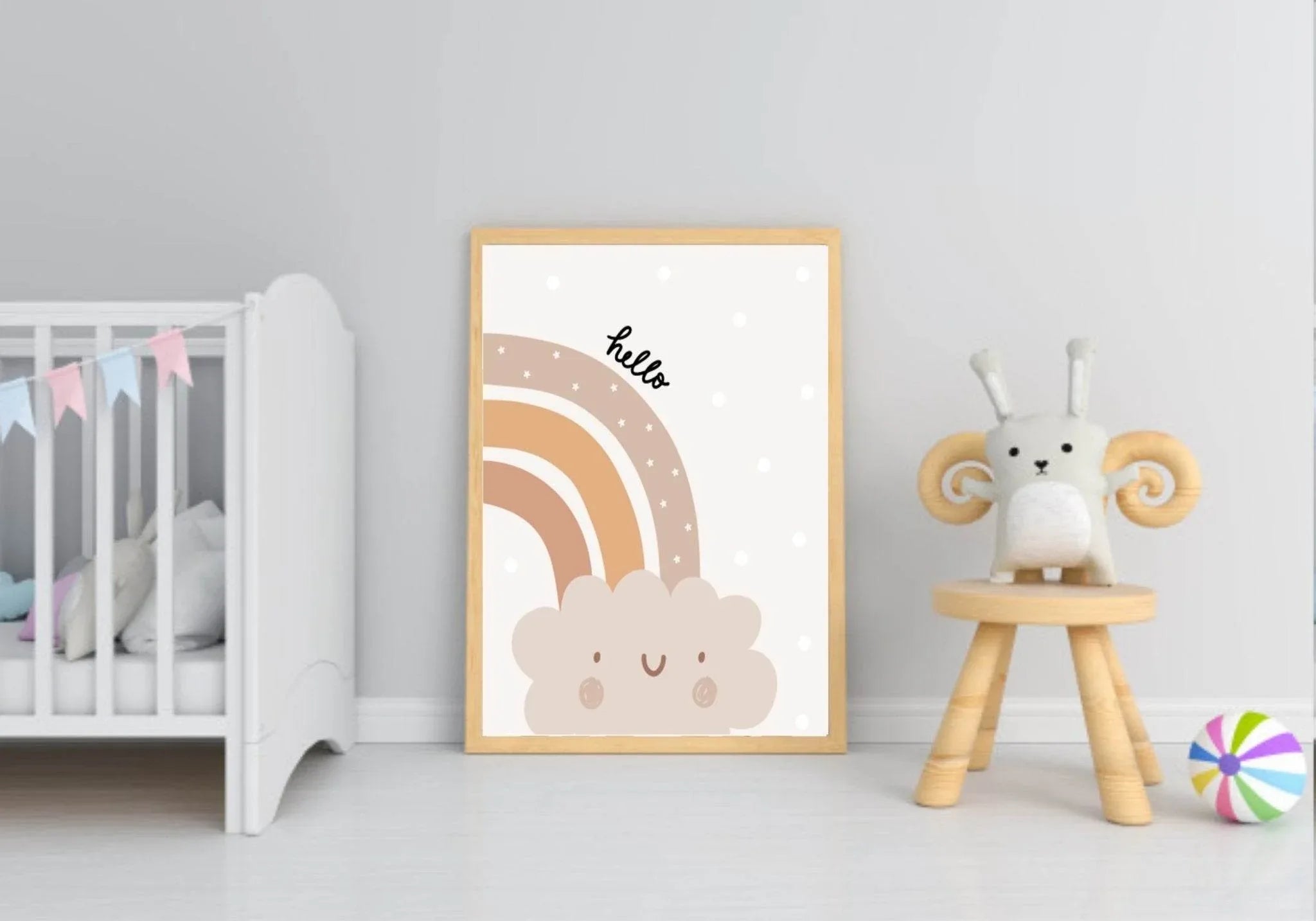 Neutral Nursery Collection Prints | Vol.1 | Personalized Polka Dot Print Initial And Name | - Larosier Prints