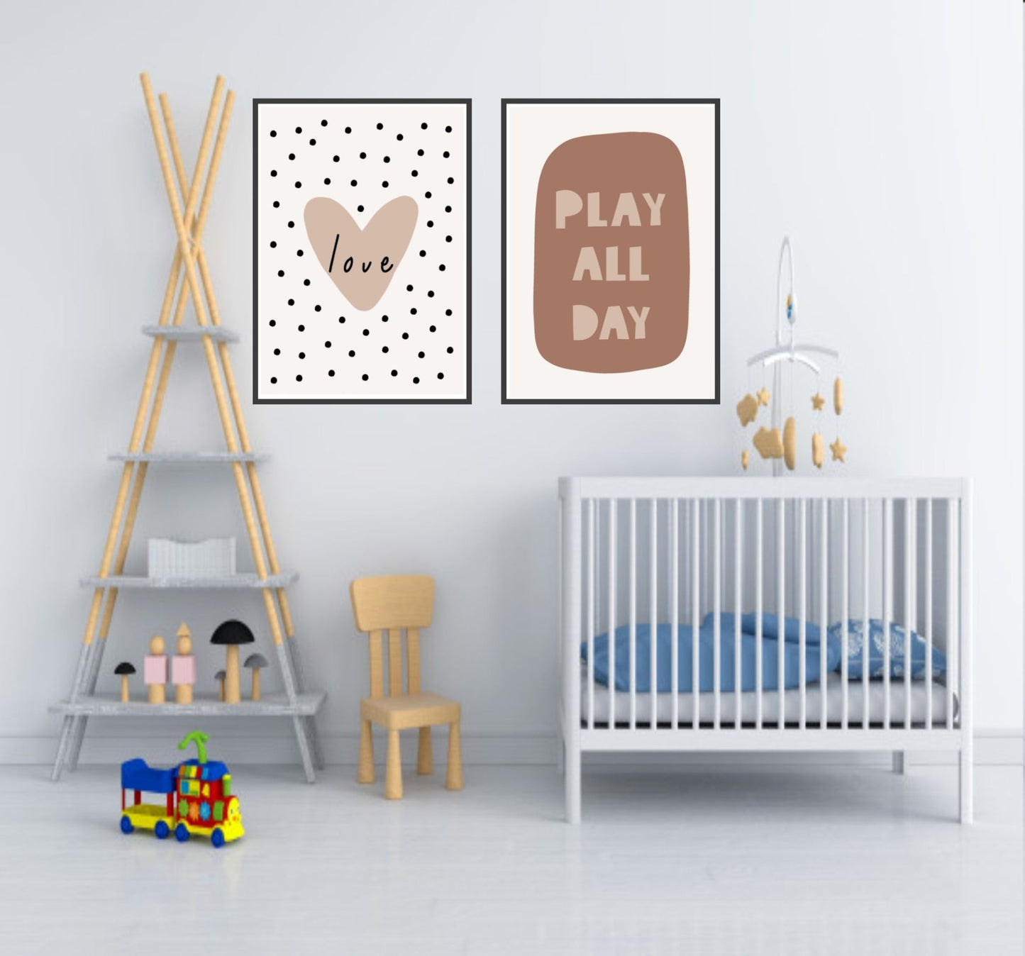 Neutral Nursery Collection Prints | Vol.1 | Personalized Polka Dot Print Initial And Name |