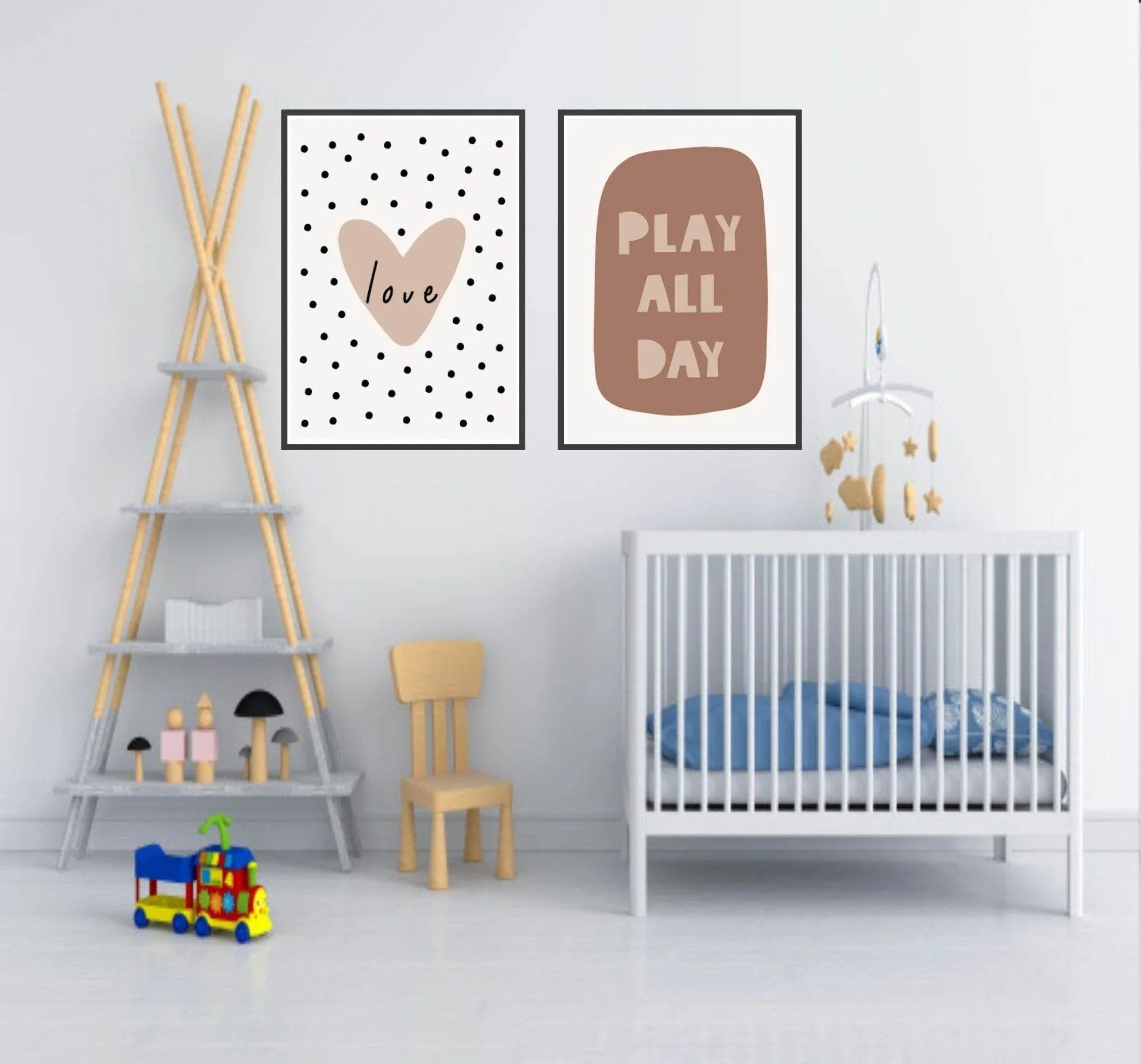 Neutral Nursery Collection Prints | Vol.1 | Personalized Polka Dot Print Initial And Name | - Larosier Prints
