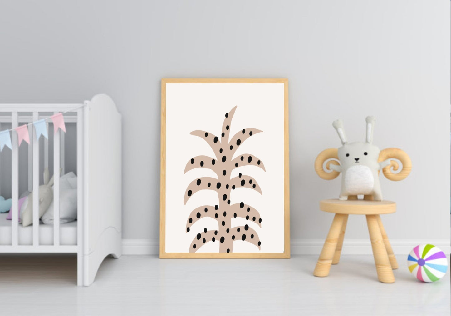 Neutral Nursery Collection Prints | Vol.1 | Personalized Polka Dot Print Initial And Name | Dotty Tree