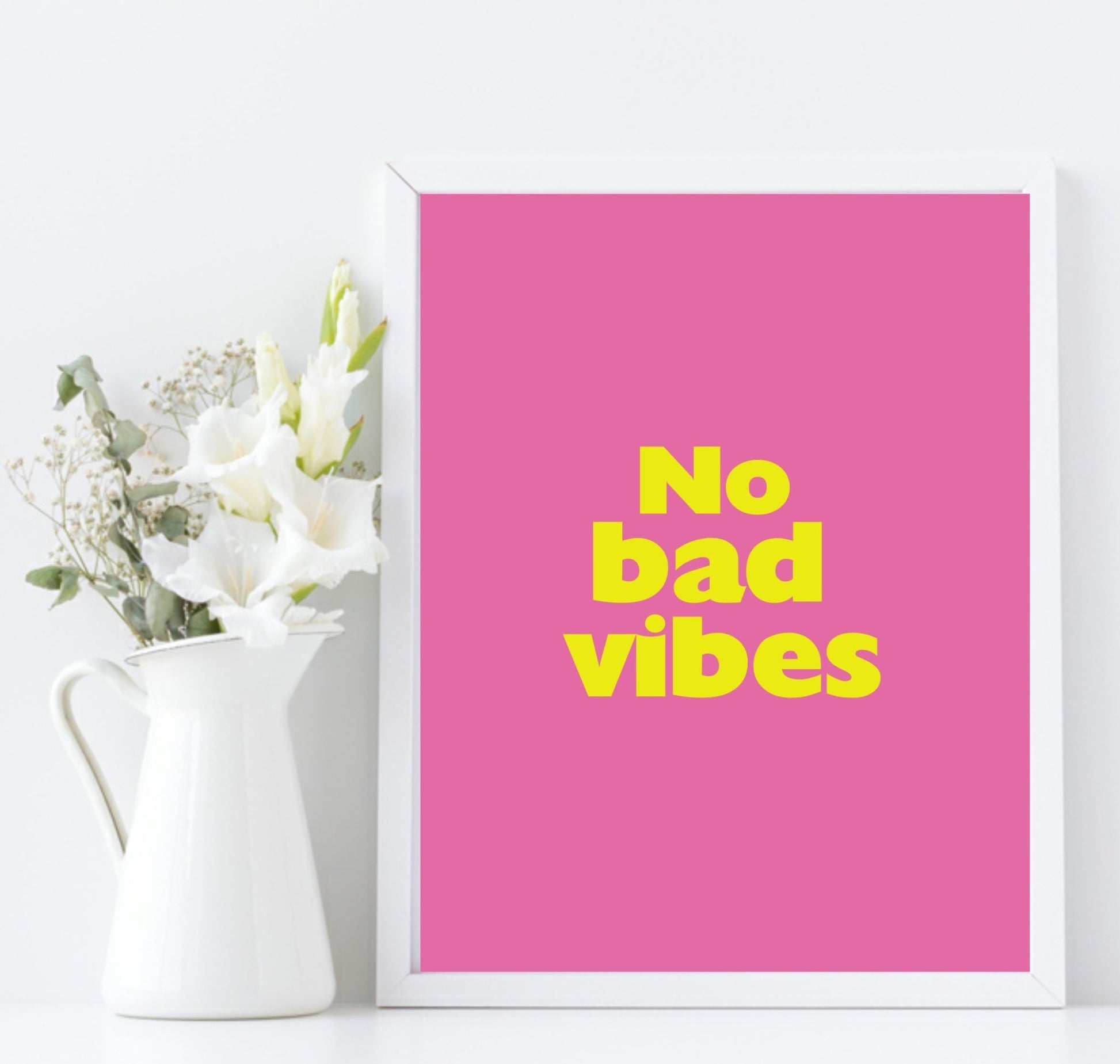 No Bad Vibes Print | Bright Wall Art | Customisable