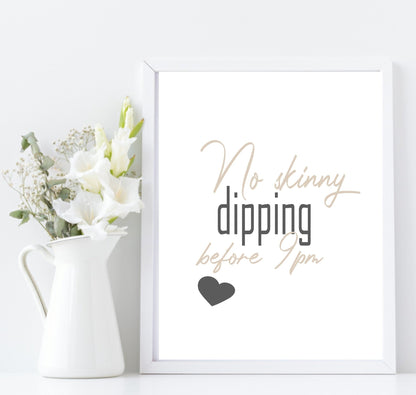 No Skinny Dipping Before 9PM Print | Hot Tub Wall Art | Customisable