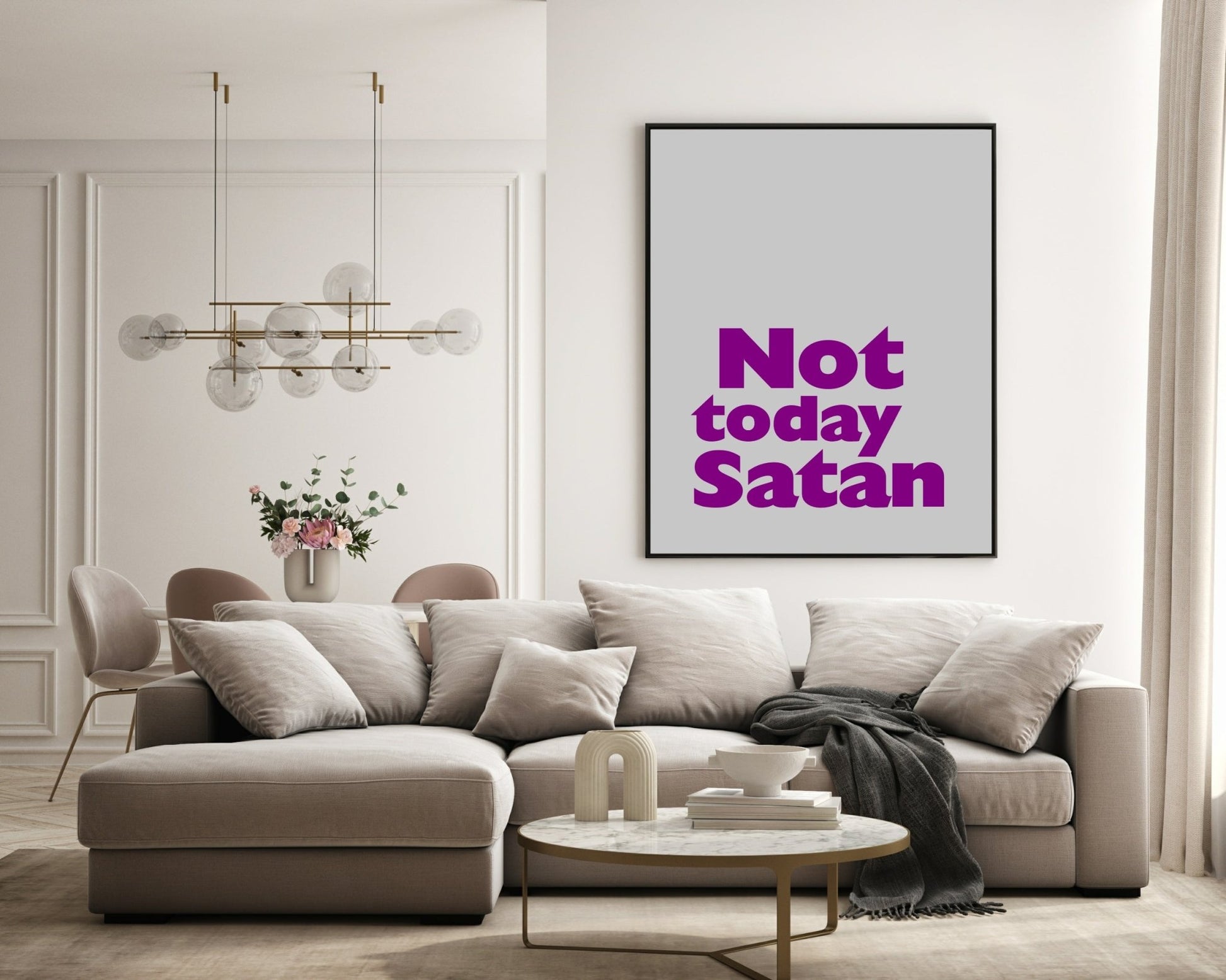 Not Today Satan Print | Bright Sarcastic Wall Art | Customisable