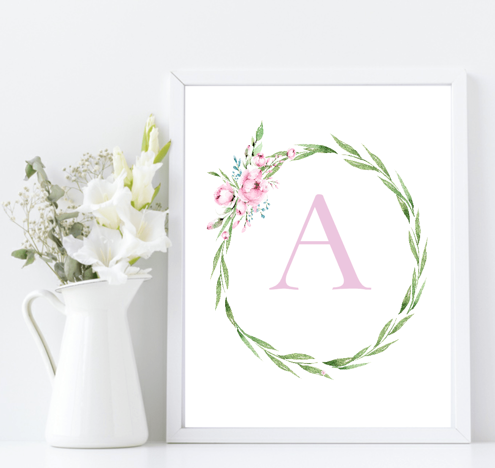 Oh Baby Animal Friends Prints Collection | Kids Wall Art | Vol.1 Personalised Initial Pink