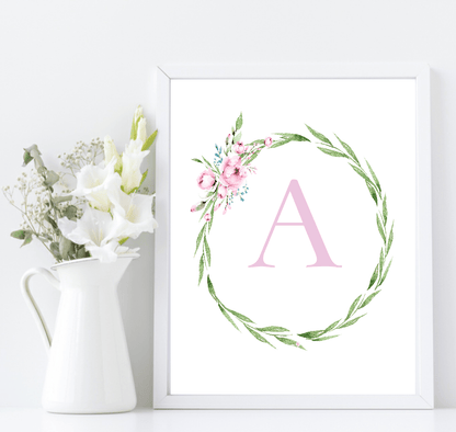 Oh Baby Animal Friends Prints Collection | Kids Wall Art | Vol.1 Personalised Initial Pink