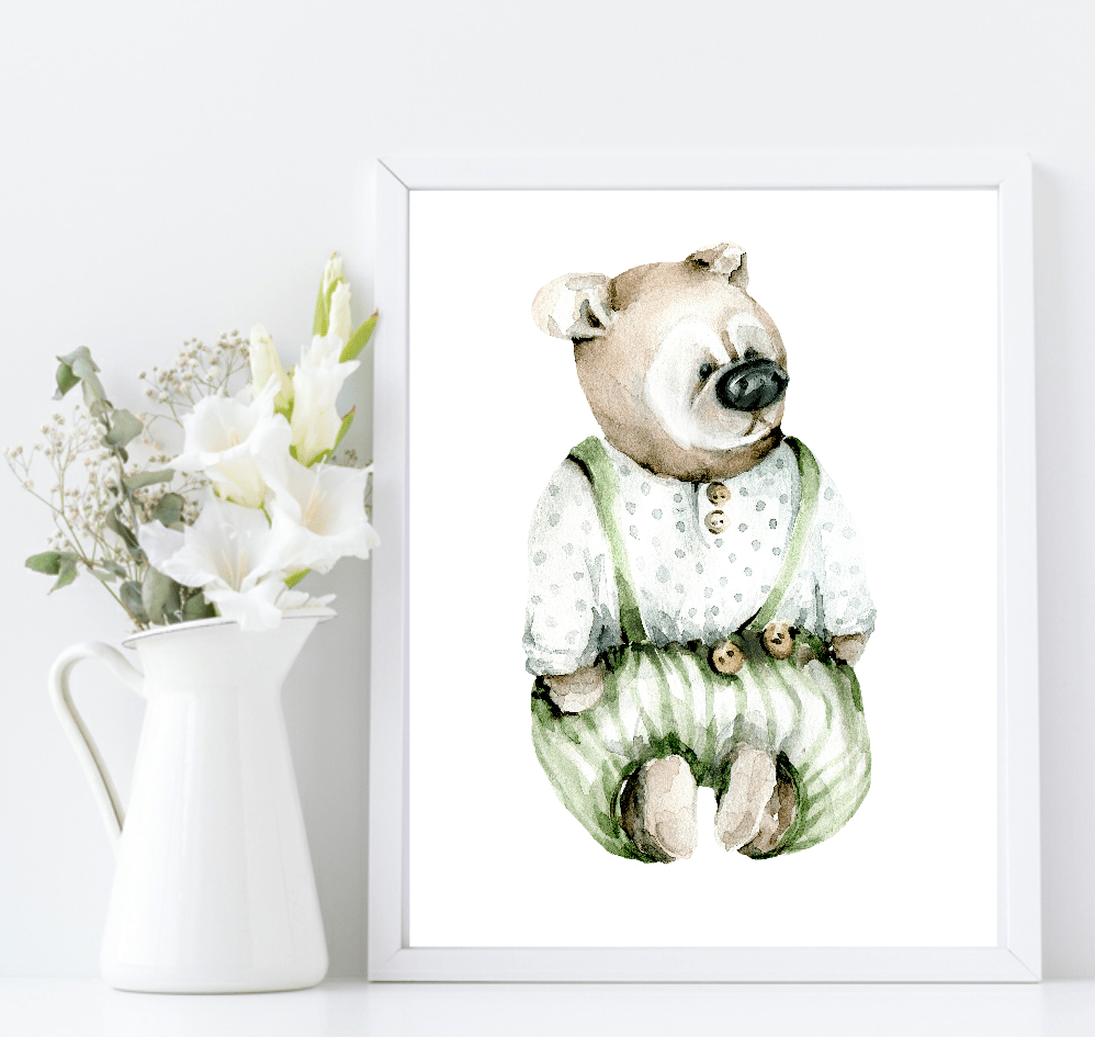 Oh Baby Animal Friends Prints Collection | Kids Wall Art | Vol.1 Teddy Bear