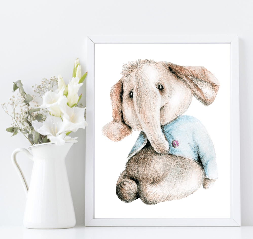 Oh Baby Animal Friends Prints Collection | Kids Wall Art | Vol.1 Elephant