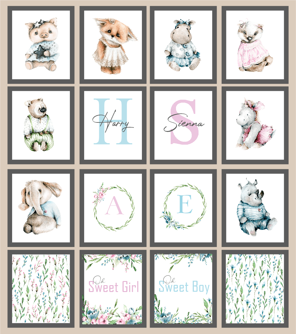 Oh Baby Animal Friends Prints Collection | Kids Wall Art | Vol.1