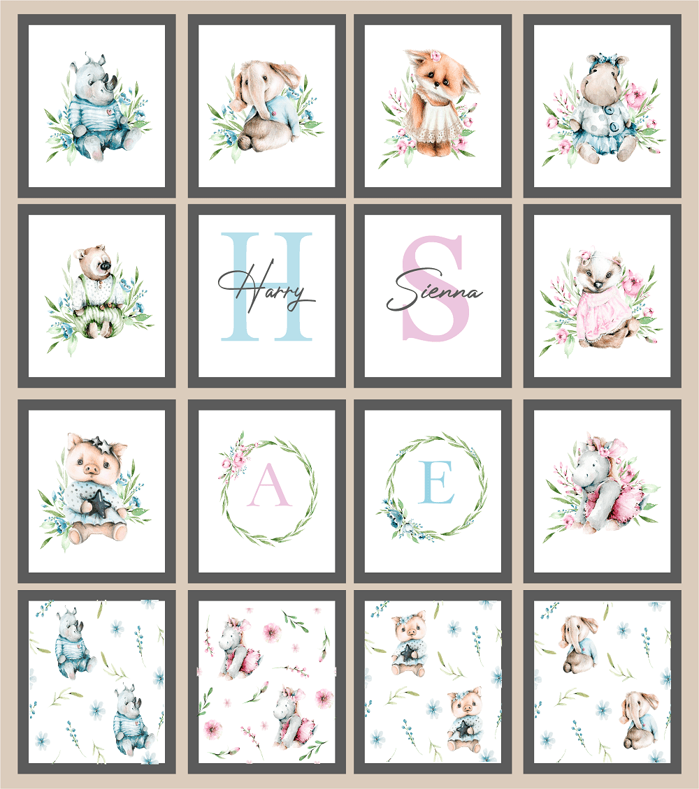 Oh Baby Animal Friends Prints Collection | Kids Wall Art | Vol.2