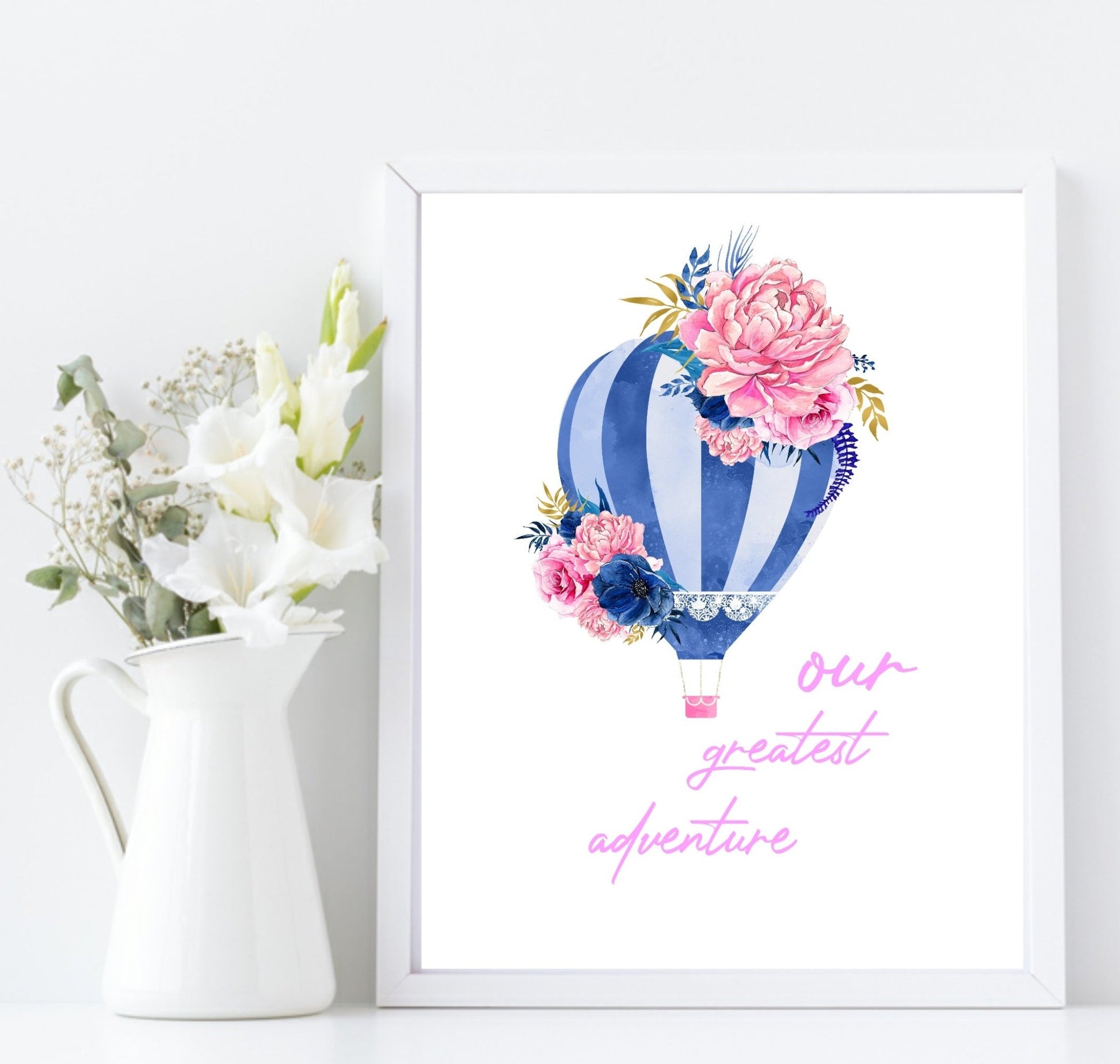 Our Greatest Adventure Hot Air Balloon Print | Nursery Wall Art