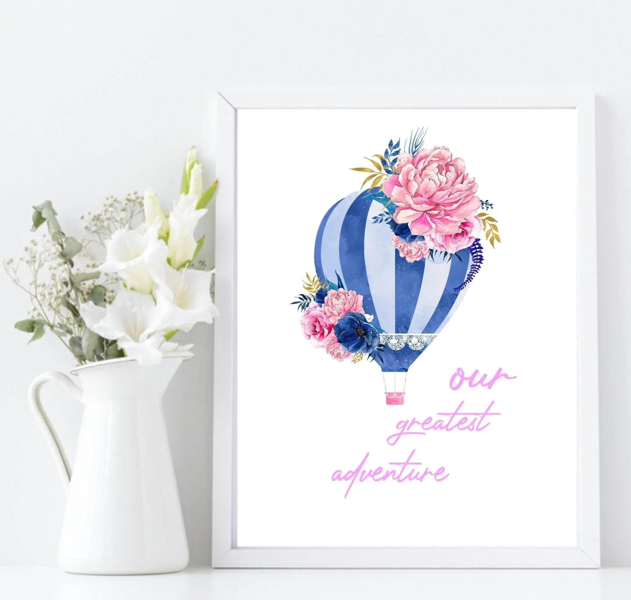 Our Greatest Adventure Hot Air Balloon Print | Nursery Wall Art - Larosier Prints