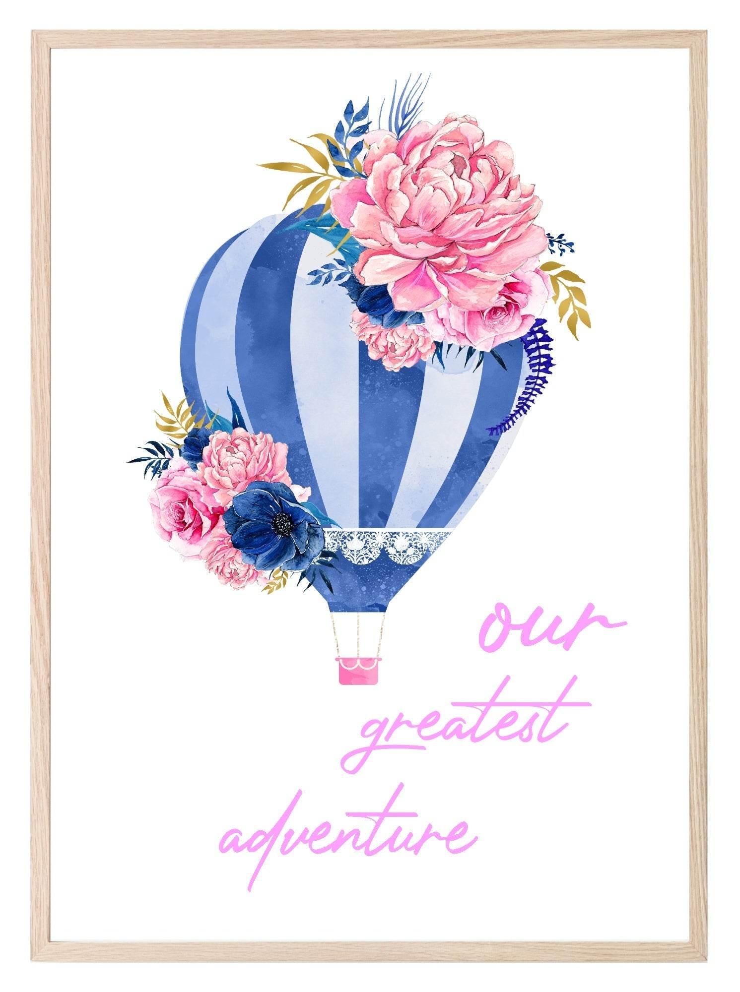 Our Greatest Adventure Hot Air Balloon Print | Nursery Wall Art - Larosier Prints