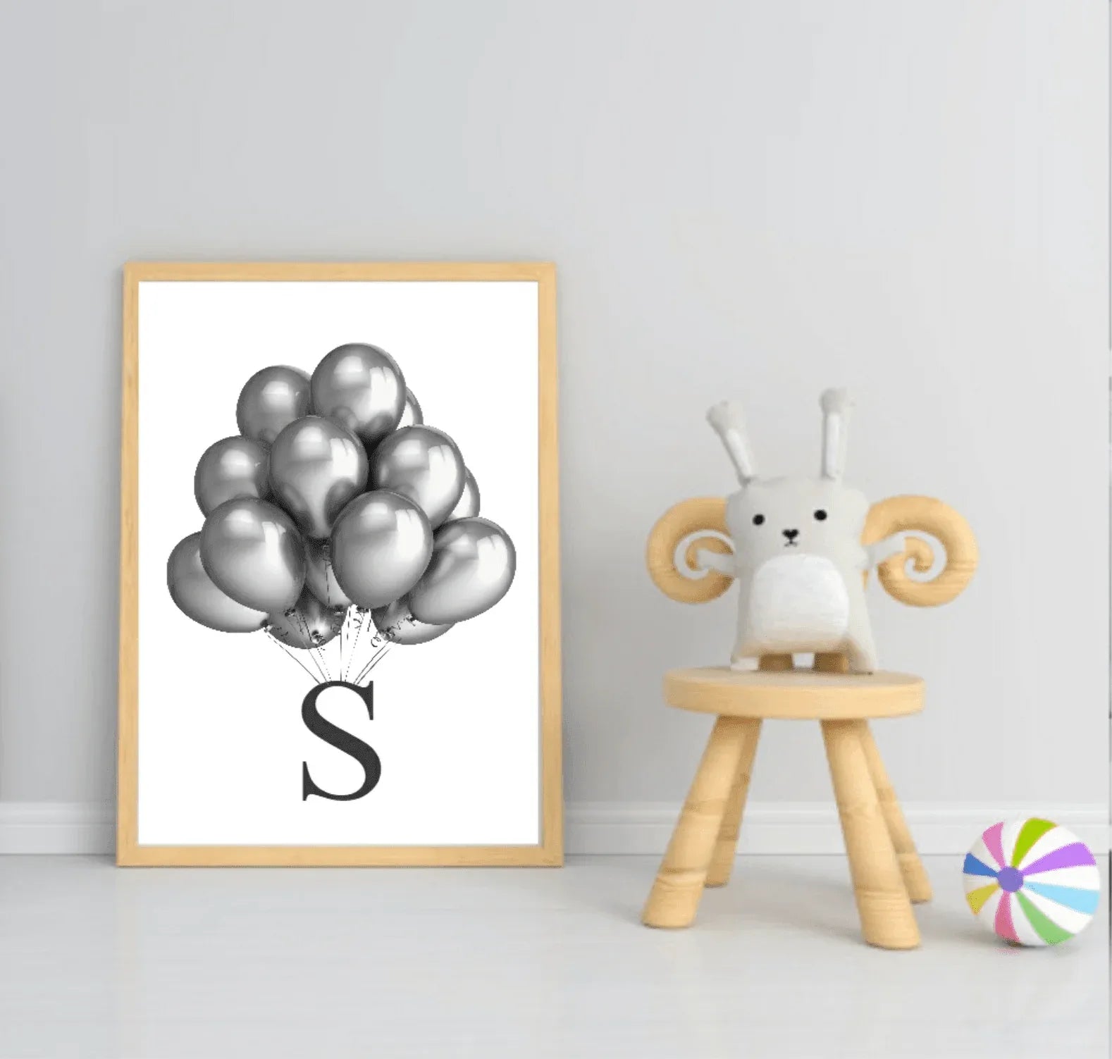 Personalised Balloon Initial Print | Kids Wall Art - Larosier Prints