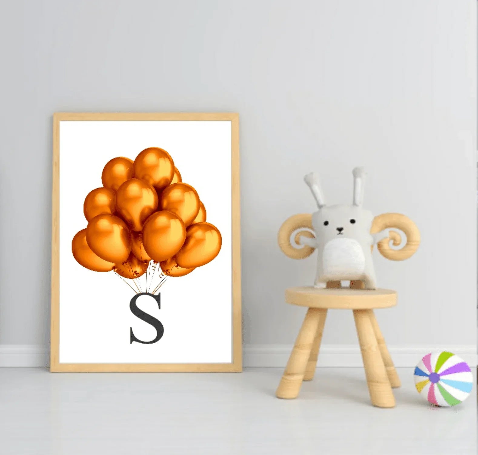 Personalised Balloon Initial Print | Kids Wall Art - Larosier Prints