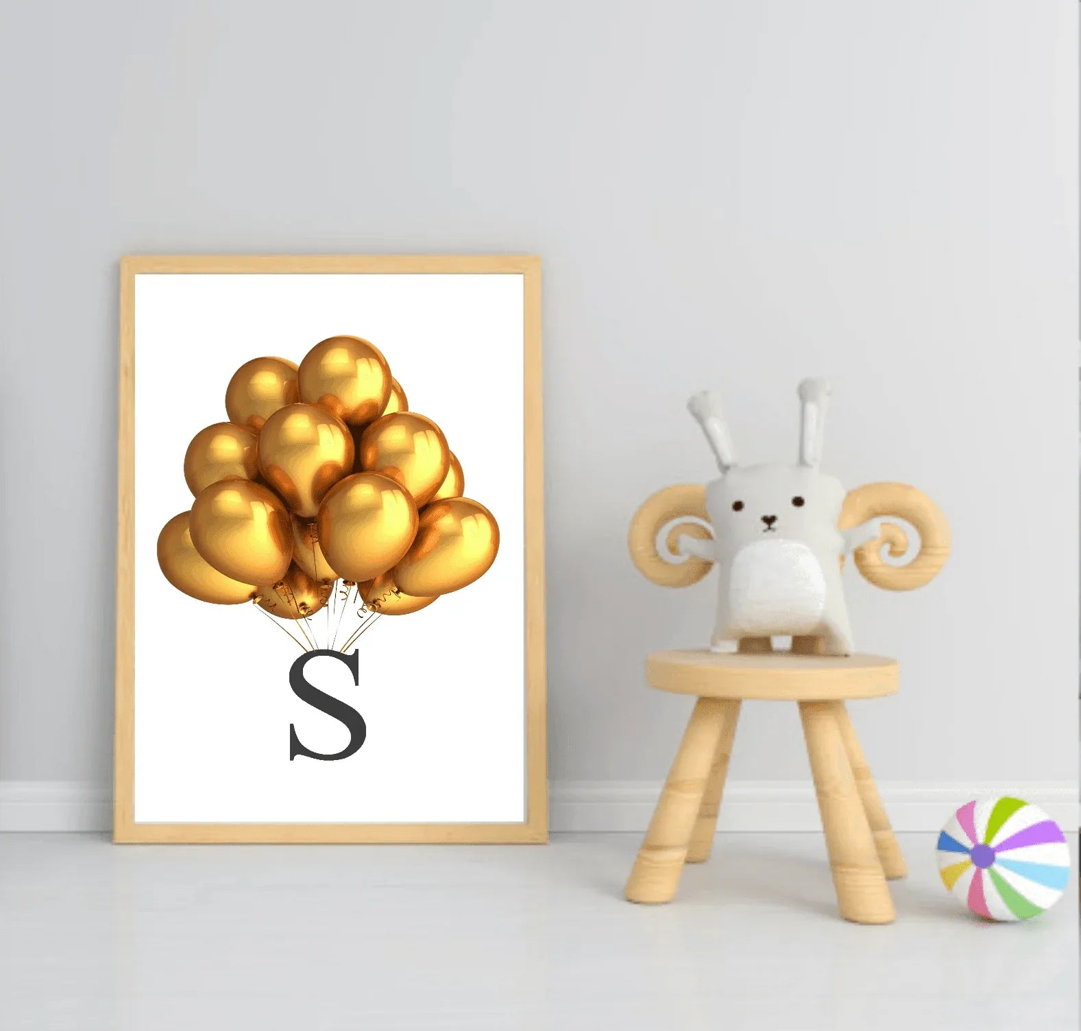 Personalised Balloon Initial Print | Kids Wall Art - Larosier Prints