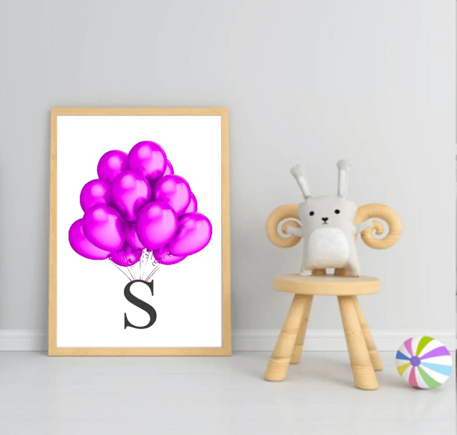 Personalised Balloon Initial Print | Kids Wall Art - Larosier Prints