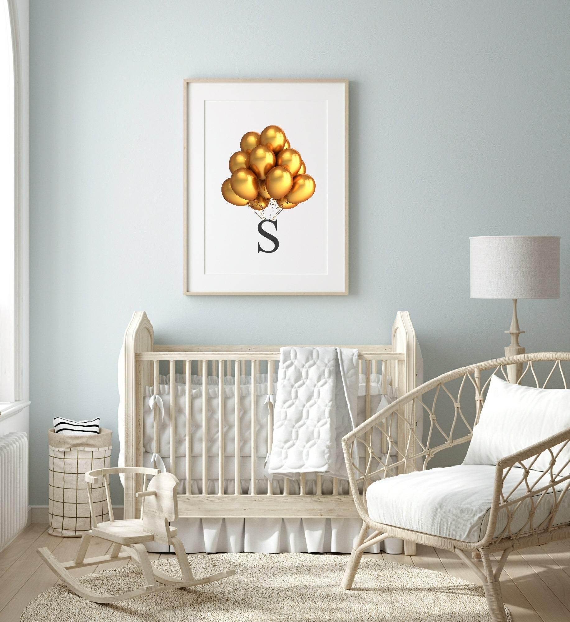 Personalised Balloon Initial Print | Kids Wall Art - Larosier Prints
