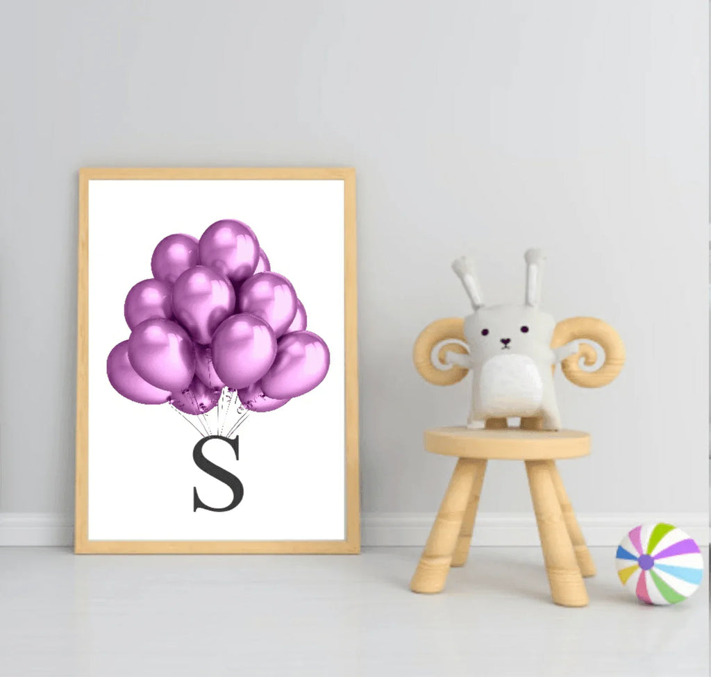 Personalised Balloon Initial Print | Kids Wall Art - Larosier Prints