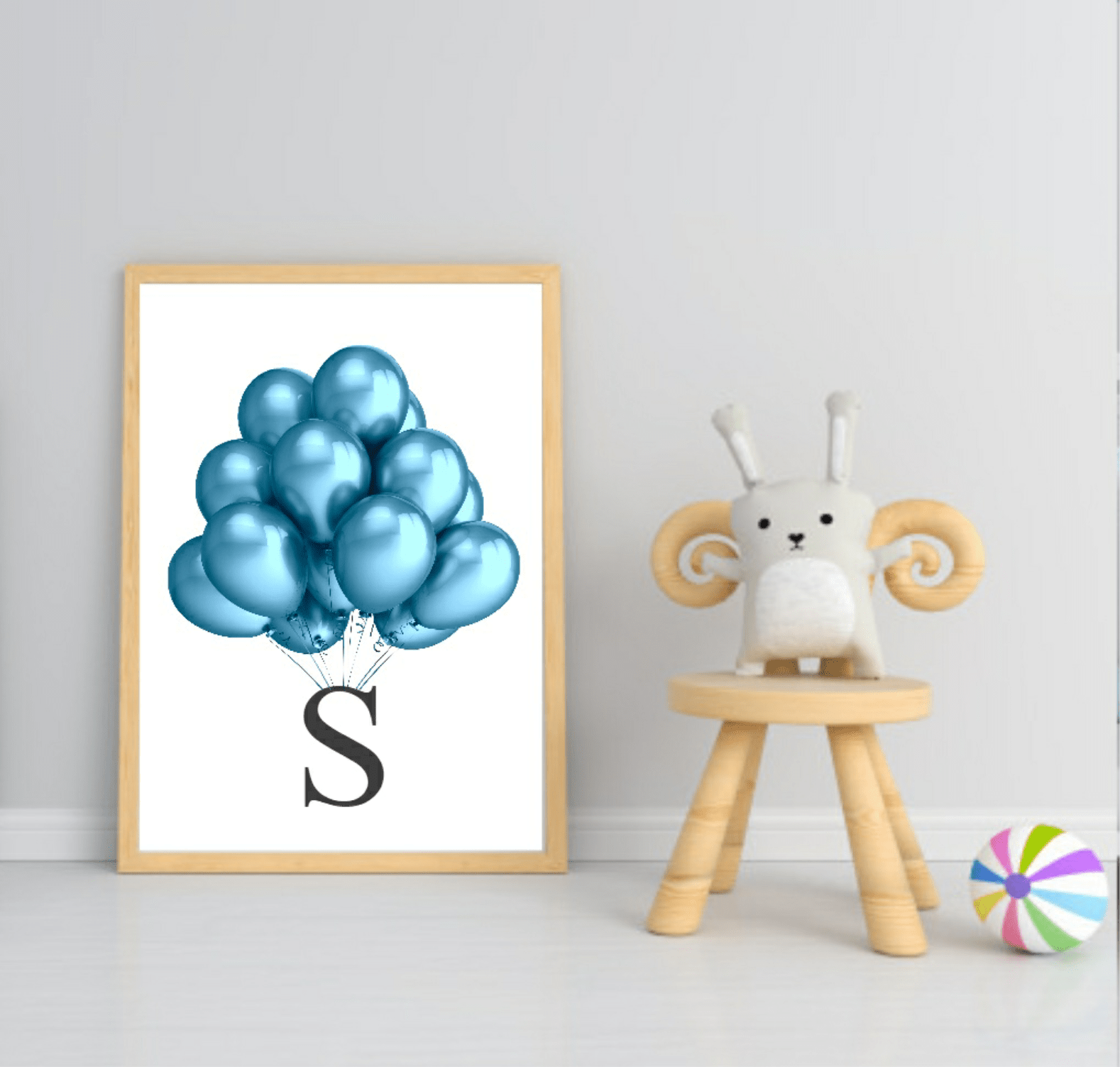 Personalised Balloon Initial Print | Kids Wall Art