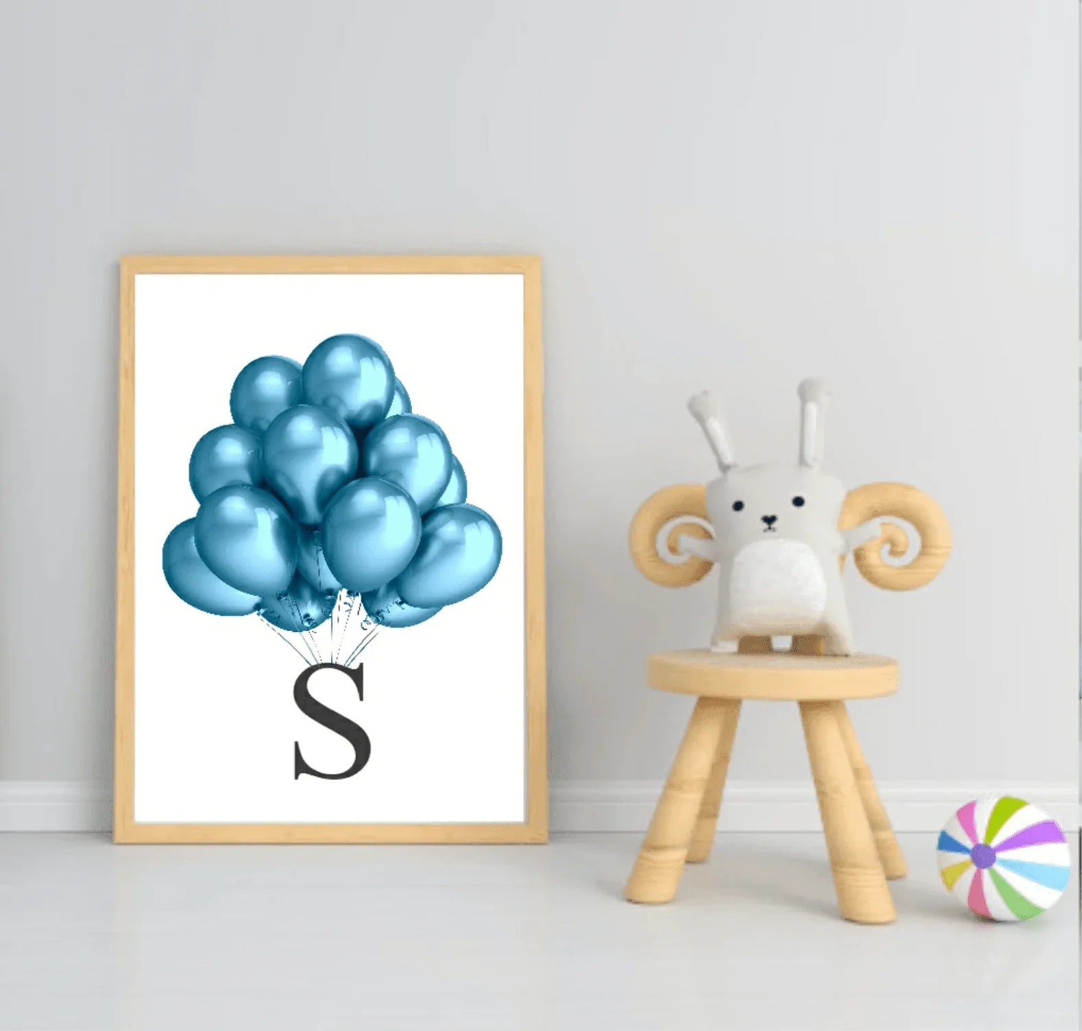 Personalised Balloon Initial Print | Kids Wall Art - Larosier Prints