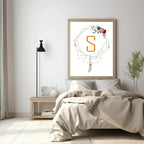 Personalised Boho Framed Initial Print | Floral Wall Art - Larosier Prints