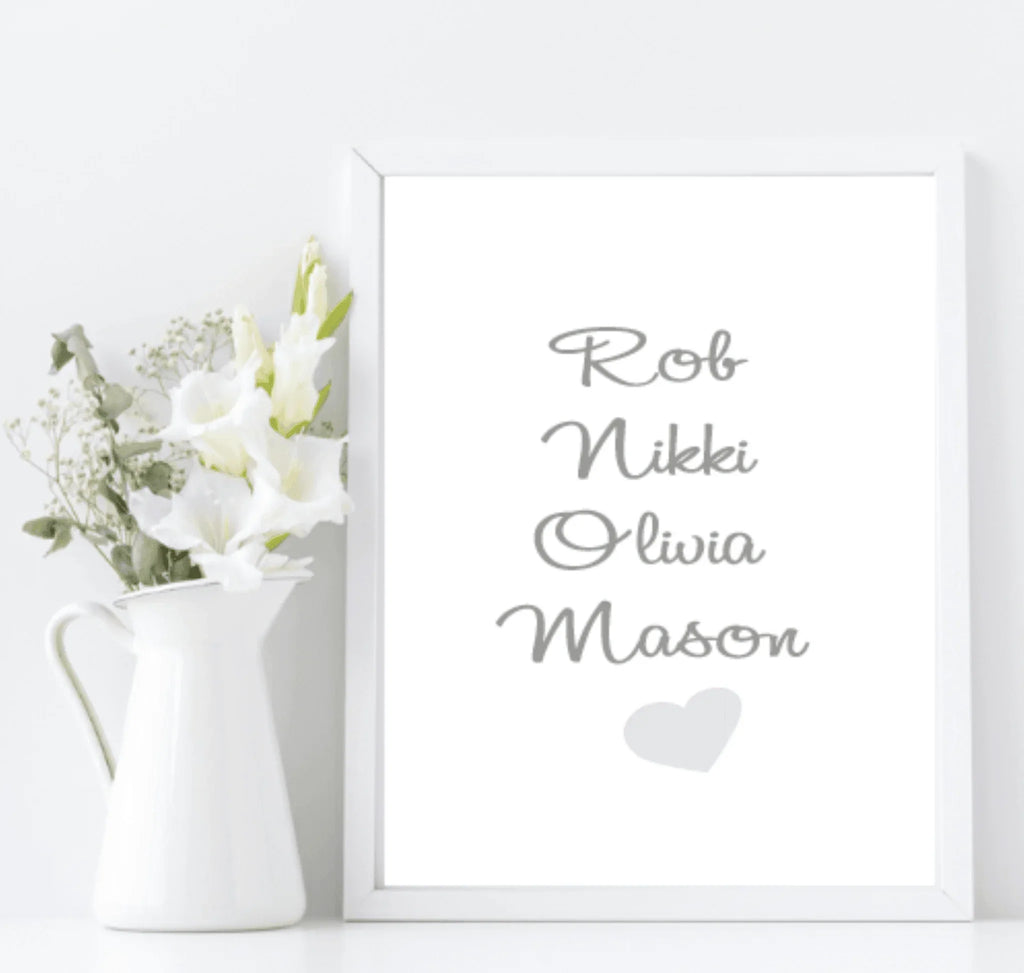 Personalised Family Names Print | Home Wall Art - Larosier Prints