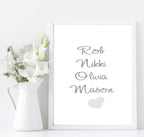 Personalised Family Names Print | Home Wall Art - Larosier Prints
