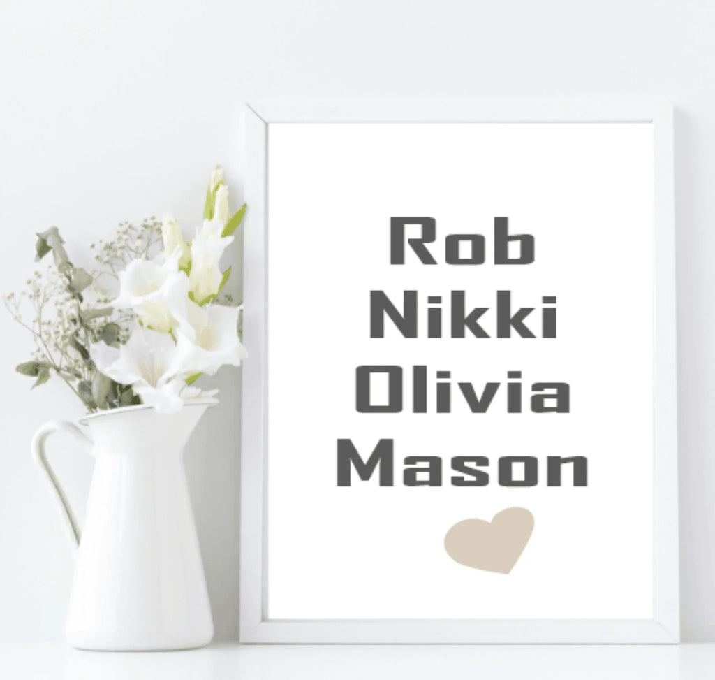 Personalised Family Names Print | Bold Customisable Wall Art - Larosier Prints