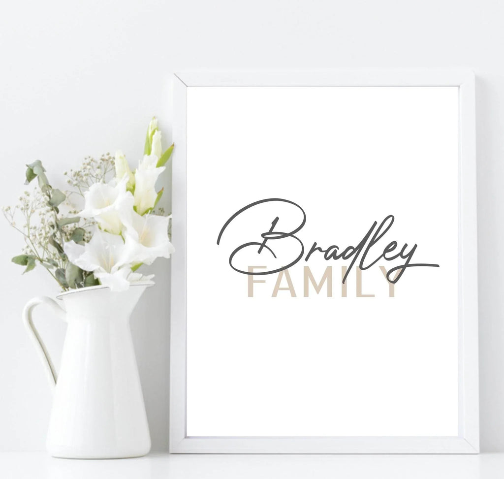 Personalised Family Surname Print | Customisable Wall Art - Larosier Prints