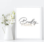 Personalised Family Surname Print | Customisable Wall Art - Larosier Prints