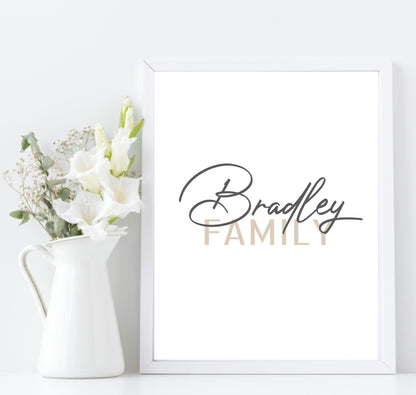 Personalised Family Surname Print | Customisable Wall Art A3