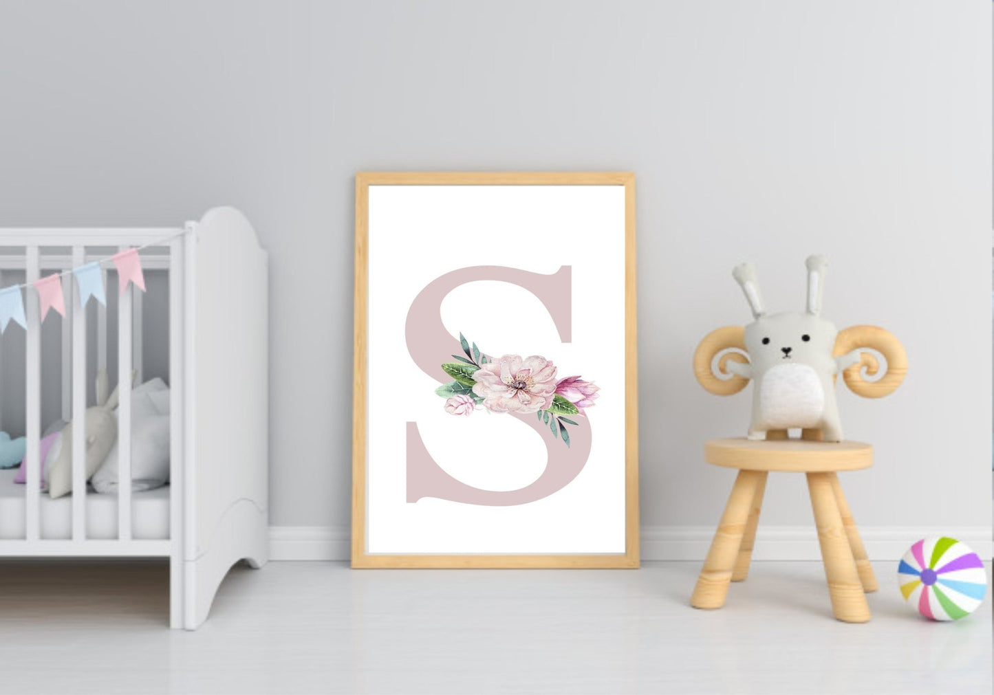 Personalised Floral Initial Print | Flower Wall Art