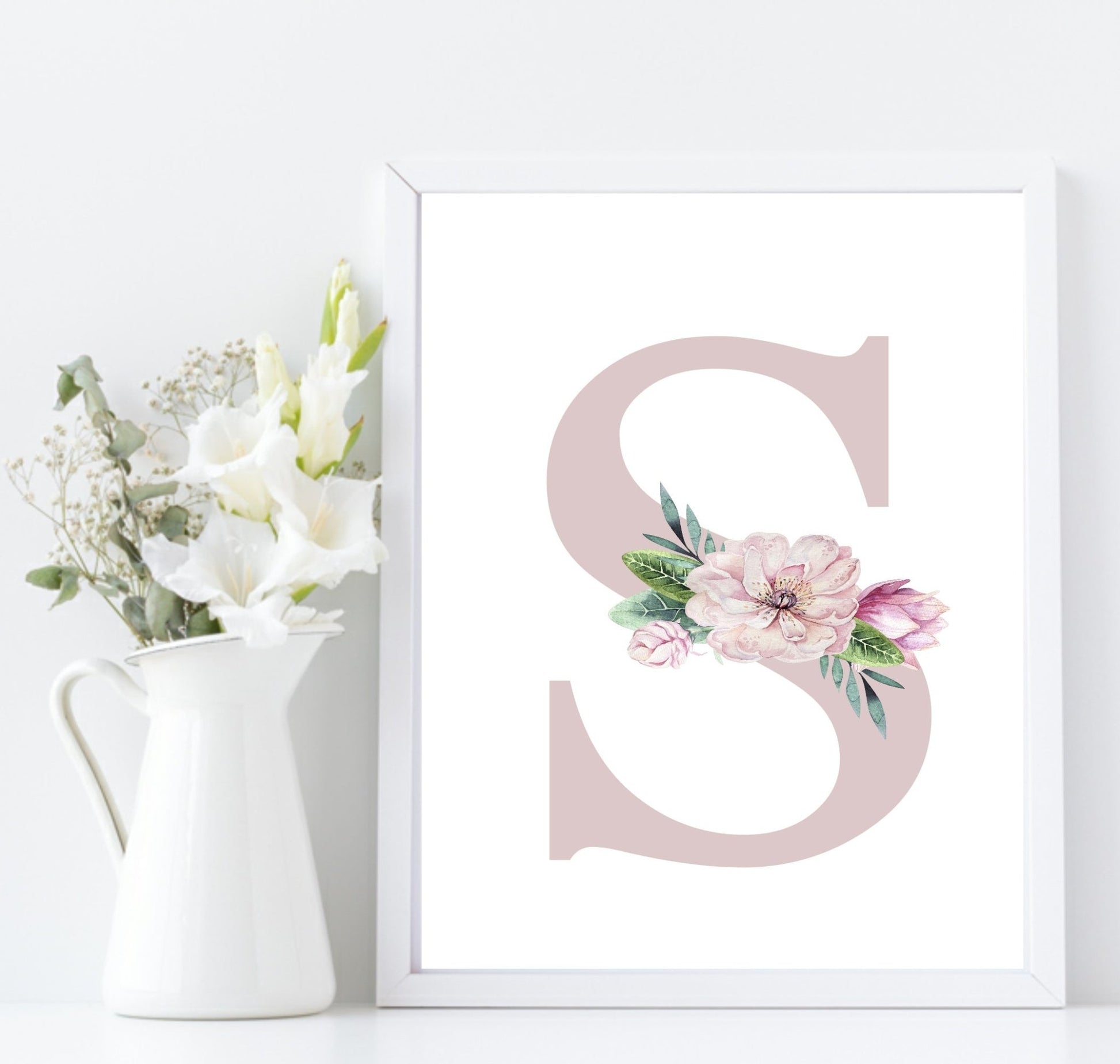 Personalised Floral Initial Print | Flower Wall Art