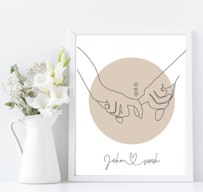 Personalised Holding Hands Print | Family & Love | Romantic Wall Art