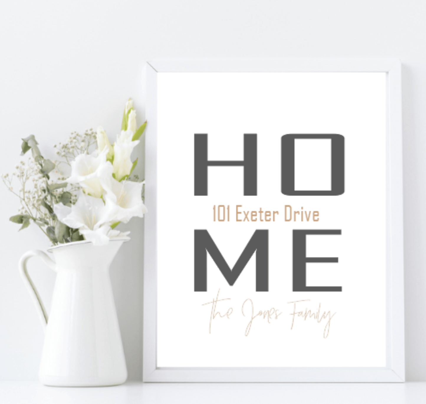 Personalised HOME Print | Custom Address & Surname Wall Art