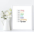 Personalised I "AM" Positive Affirmations Print | Mindful Wall Art - Larosier Prints
