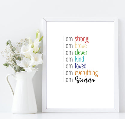 Personalised I "AM" Positive Affirmations Print | Mindful Wall Art