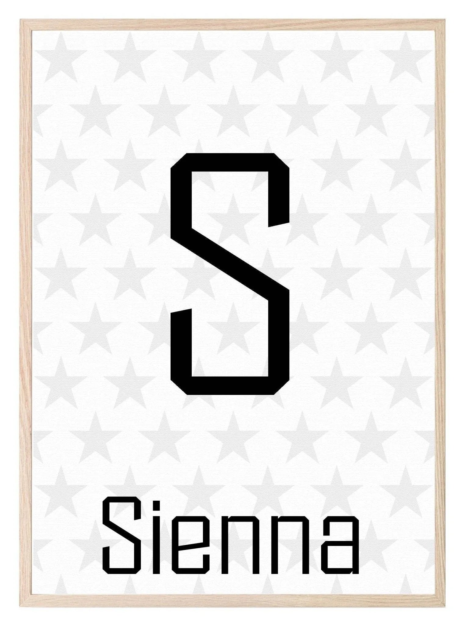 Personalised Initial In The Stars print | Nursery Decor - Larosier Prints