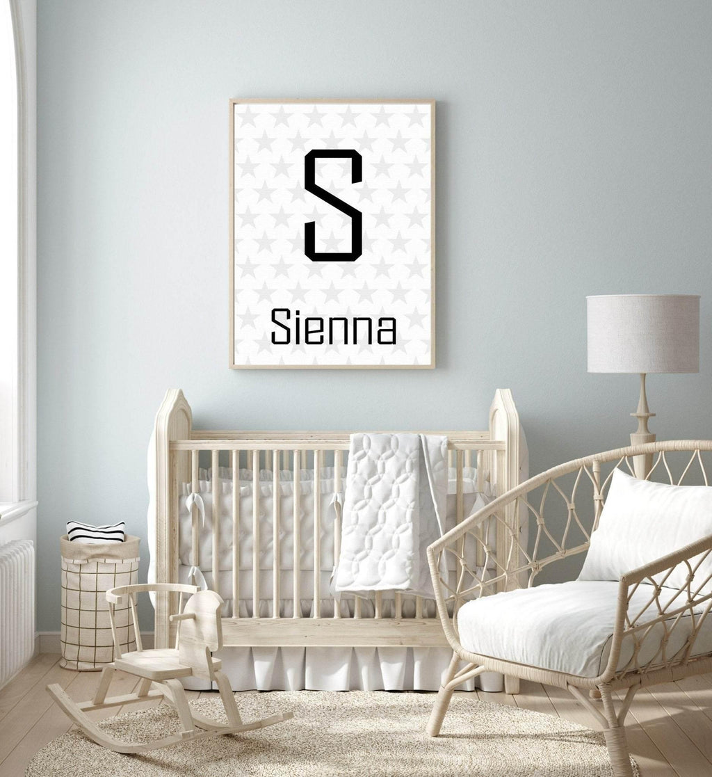 Personalised Initial In The Stars print | Nursery Decor - Larosier Prints