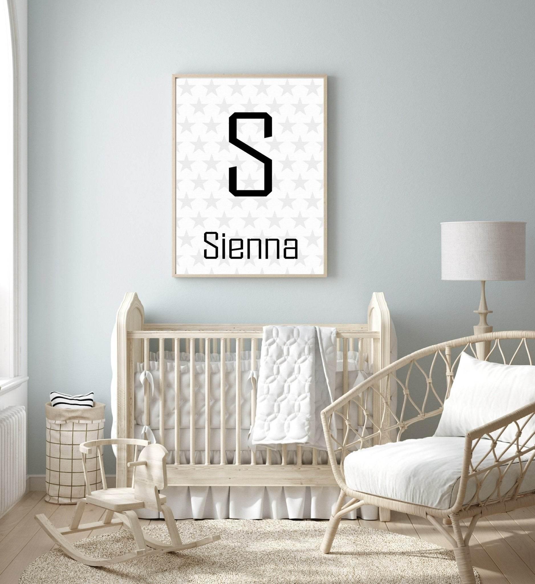 Personalised Initial In The Stars print | Nursery Decor - Larosier Prints