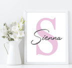 Personalised Initial & Name Print | Nursery Wall Art - Larosier Prints