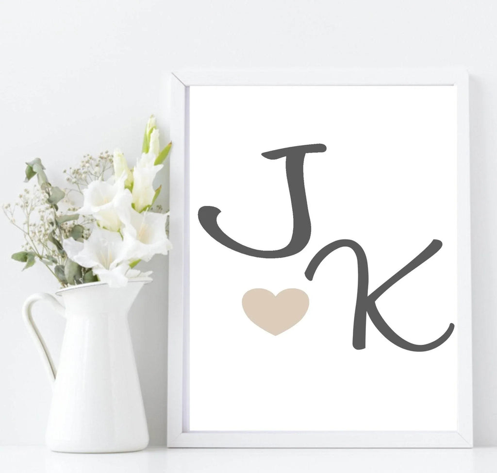Personalised Couple Initials Print | Love & Romance Wall art - Larosier Prints