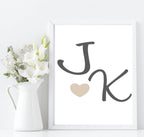 Personalised Couple Initials Print | Love & Romance Wall art - Larosier Prints