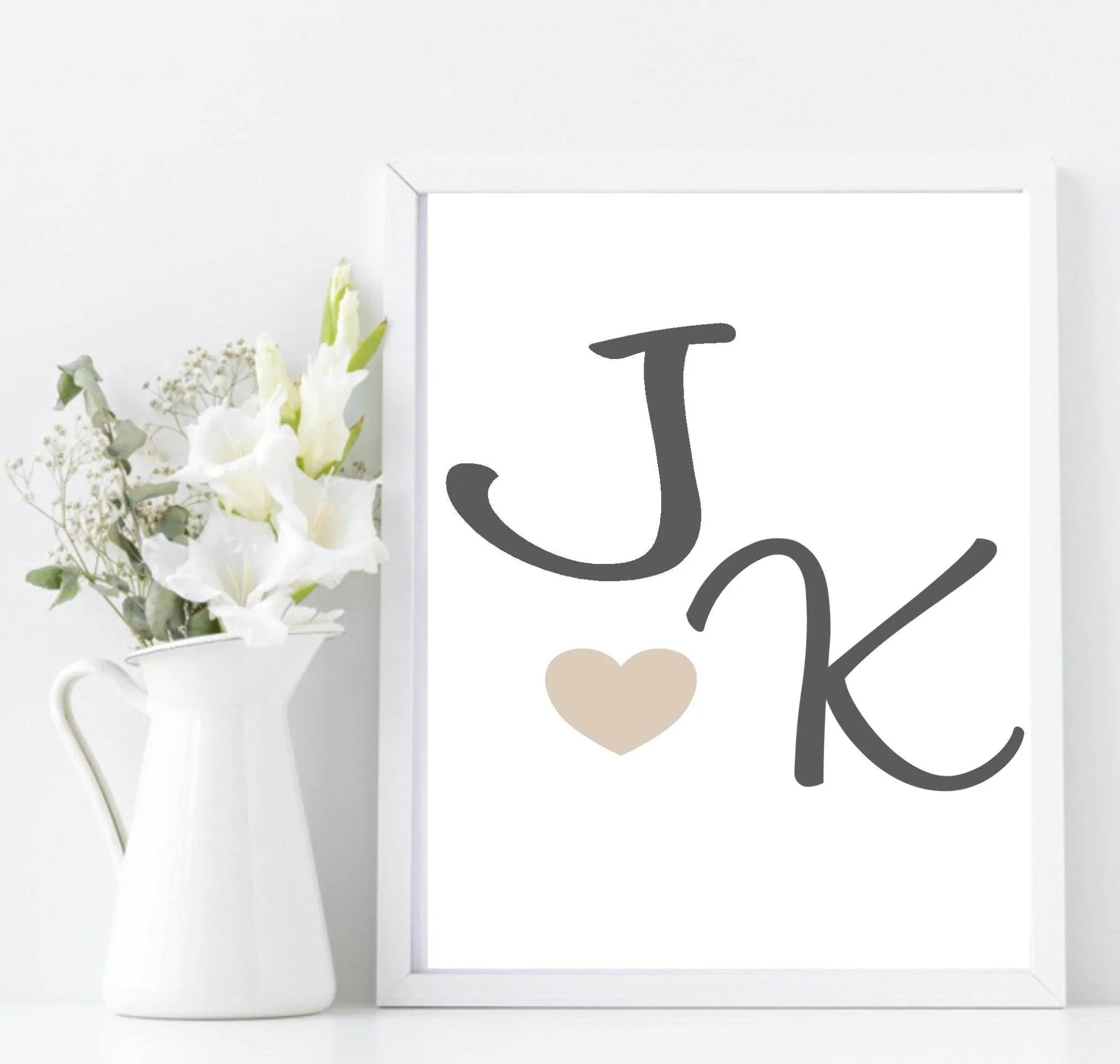 Personalised Couple Initials Print | Love & Romance Wall art - Larosier Prints