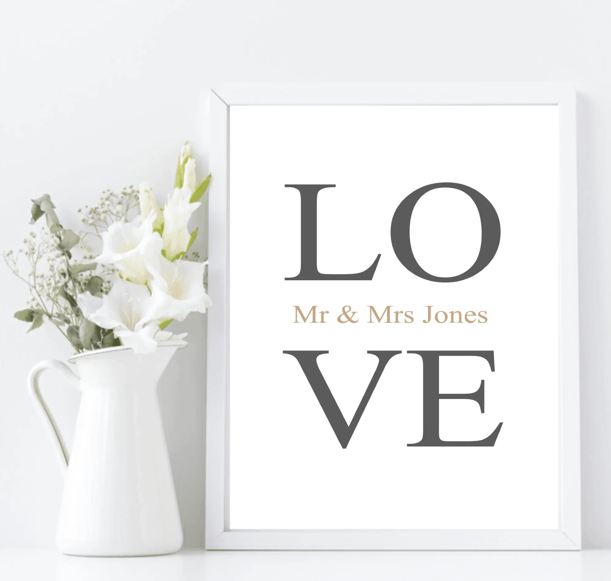 Personalised LOVE Mr & Mrs Print | Couple Wall Art - Larosier Prints