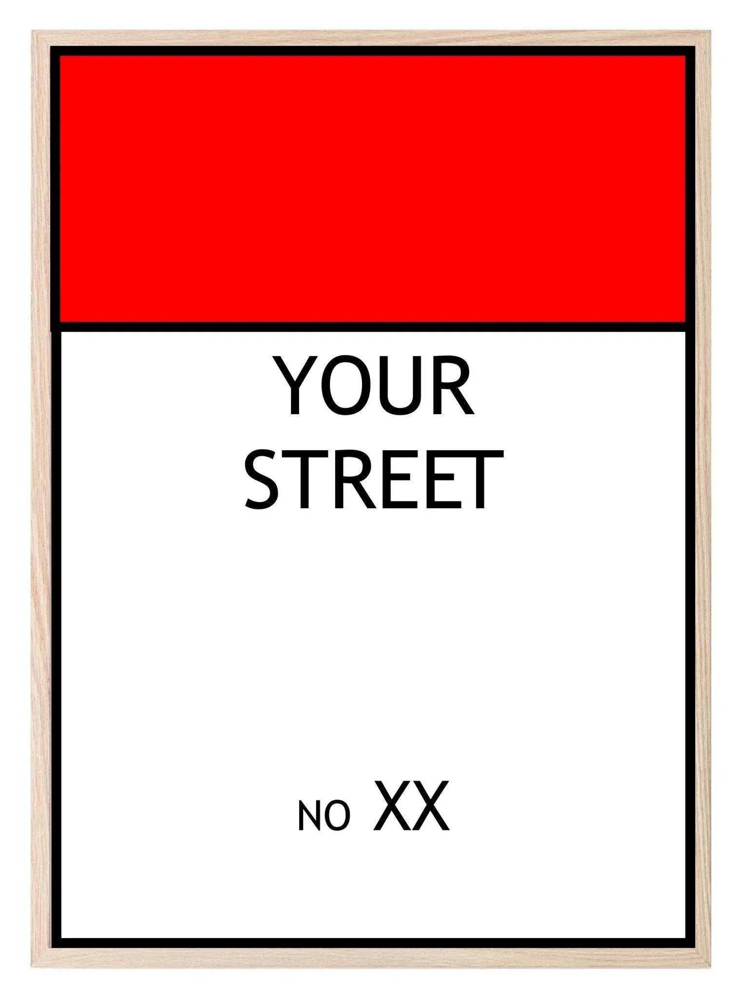 Personalised Monopoly Street Name And Number | Wall Art Board Game Prints | Various Colours Available - Larosier Prints