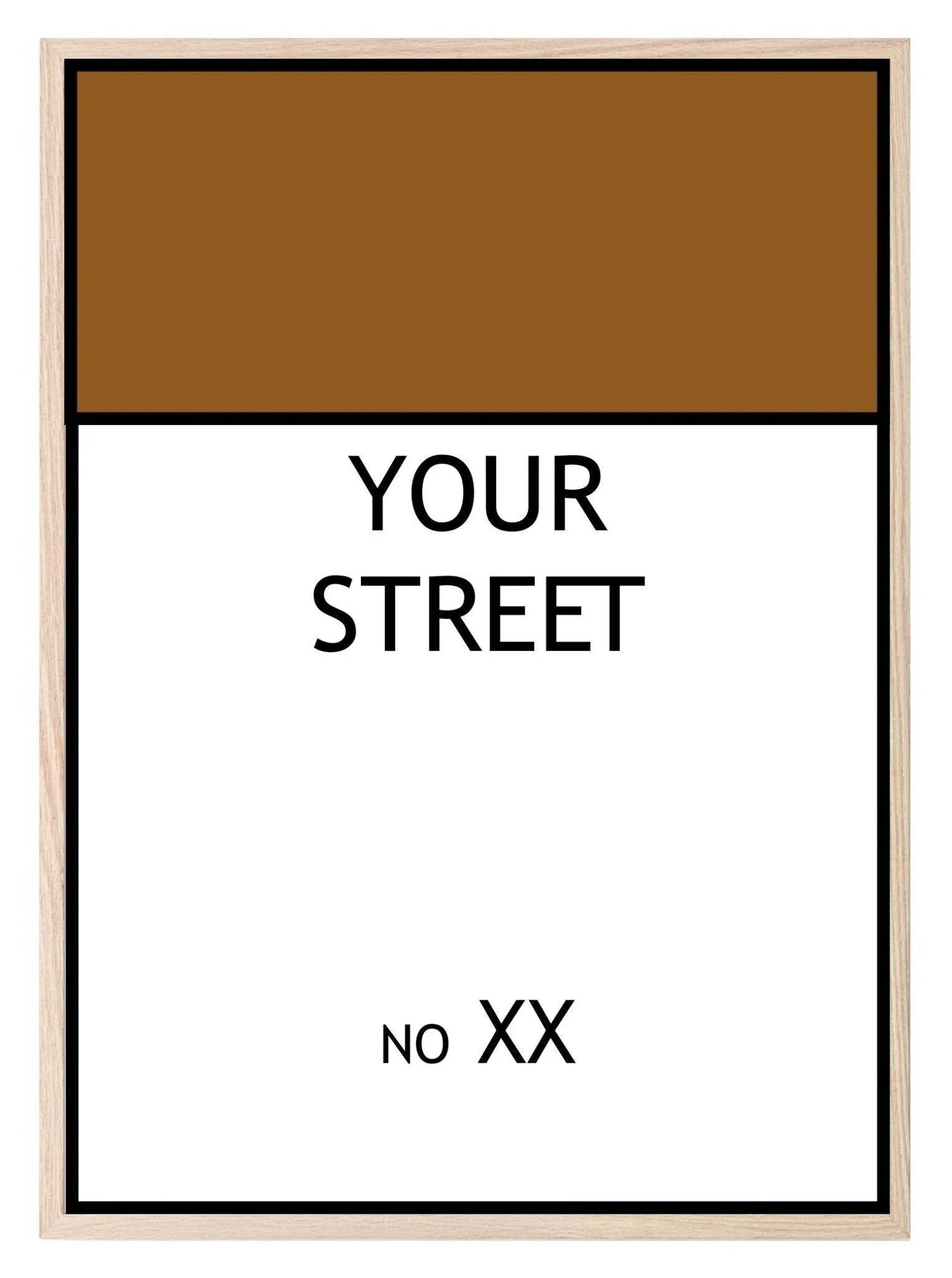 Personalised Monopoly Street Name And Number | Wall Art Board Game Prints | Various Colours Available - Larosier Prints